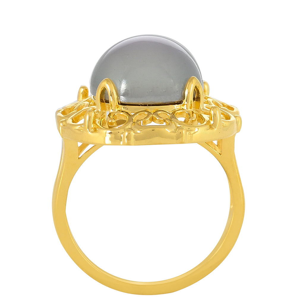 Pozlacený Stříbrný Prsten s Purpurovým Měsíčním Kamenem