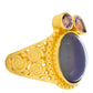 Pozlacený Stříbrný Prsten s Purpurovým Měsíčním Kamenem a Marockým Ametystem