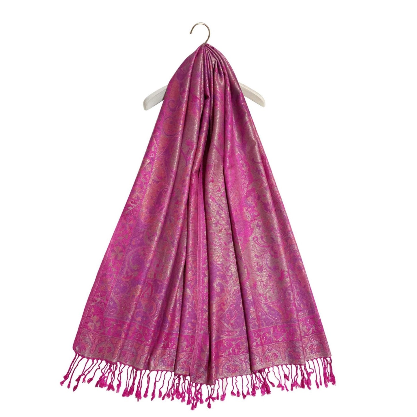 Šála-šátek ze 100% Pravého Pashmina Kašmíru, 70 cm x 180 cm, Lesklá fuchsiová růžová