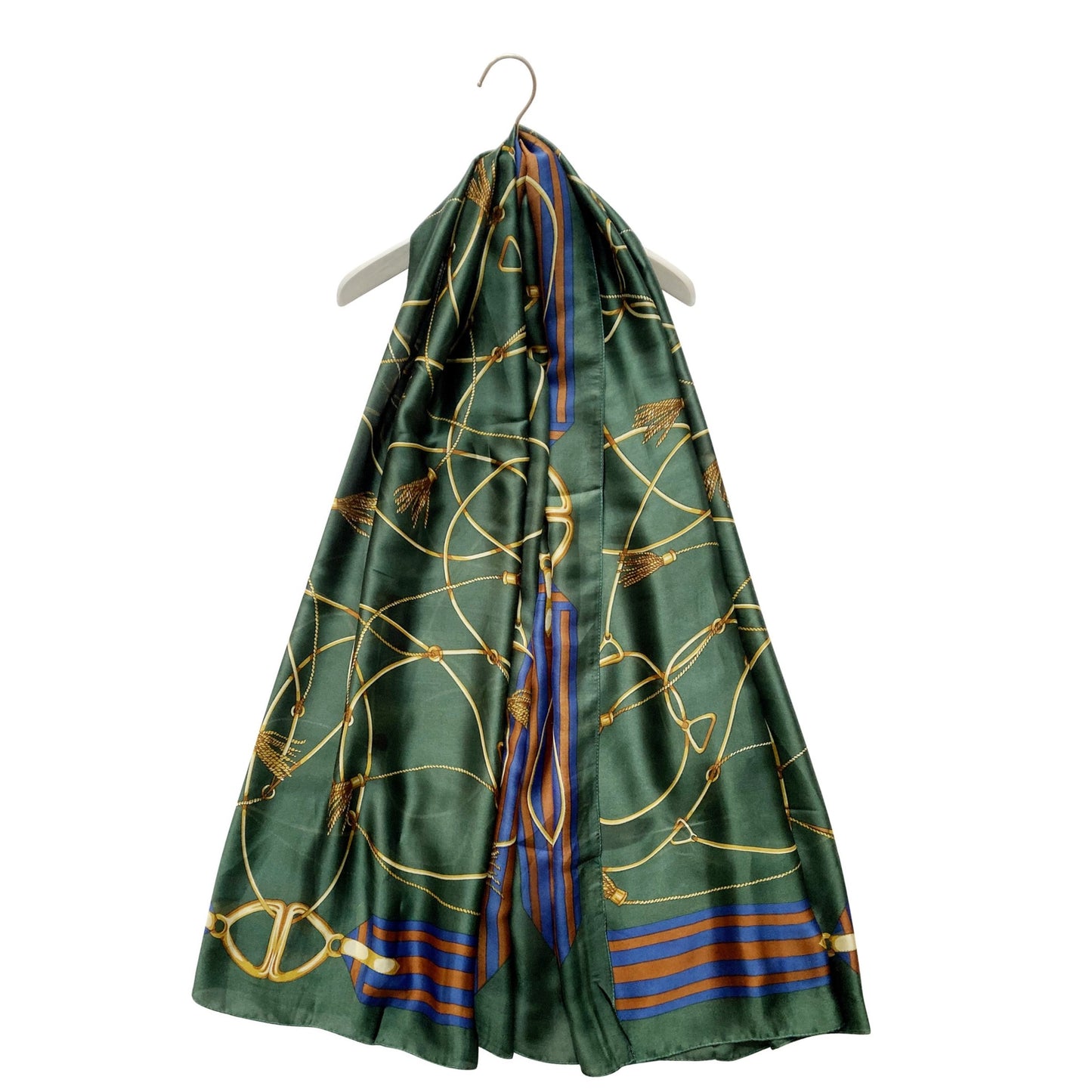 Šála-šátek ze 100% Pravého Hedvábí, 90 cm x 180 cm, Zelená