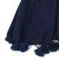 Šála-šátek s Pravou Pom Pom Kožešinou, 60 cm x 170 cm, Námořnická modrá