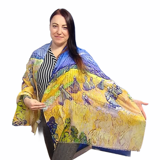 Bavlněná Šála-šátek, 70 cm x 180 cm, Van Gogh - Kupky sena