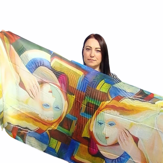 Bavlněná Šála-šátek, 70 cm x 180 cm, Picasso - Abstraktní portrét
