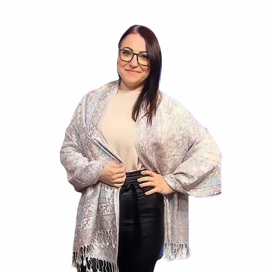 Šála-šátek ze 100% Pravého Pashmina Kašmíru, 70 cm x 180 cm, Lesklý Paisley Vzor