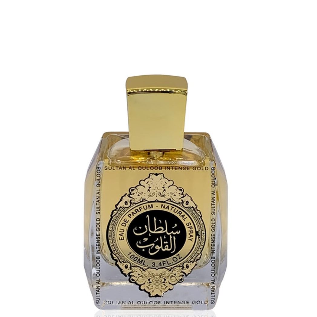 100 ml Eau de Parfume Sultan Al Quloob Intense Gold Kořeněná Dřevitá Vůně pro Muže a Ženy 3 