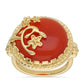 Pozlacené Stříbro 925/1000 - Prsten s Červeným Onyxem - Karátové číslo: 15.74. přibližná hmotnost: 9.79 gramů