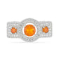 Stříbrný Prsten s Oranžovým Opálem Lega Dembi a Kolumbijským Bílým Zirkonem