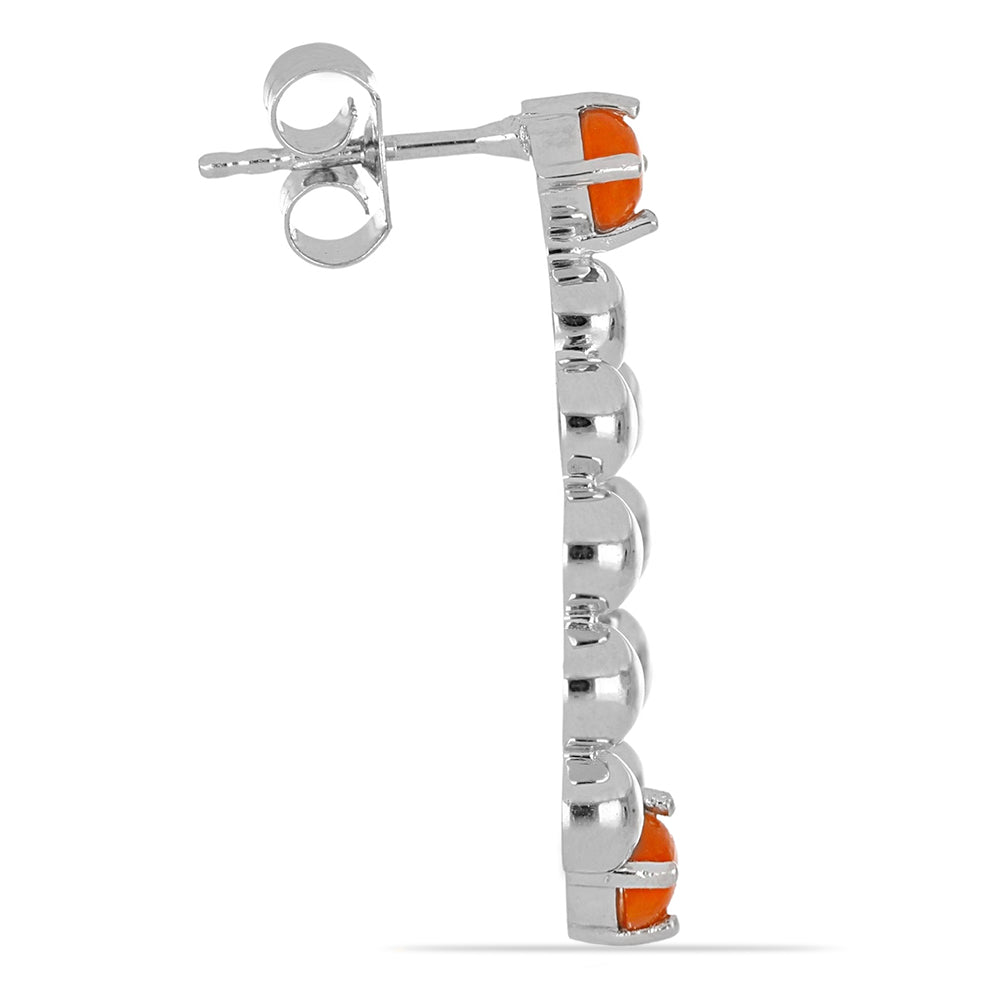 Stříbro 925/1000 - Náušnice s Oranžovým Ohnivým Opálem - Karátové číslo: 0.68. přibližná hmotnost: 4.74 gramů 2 