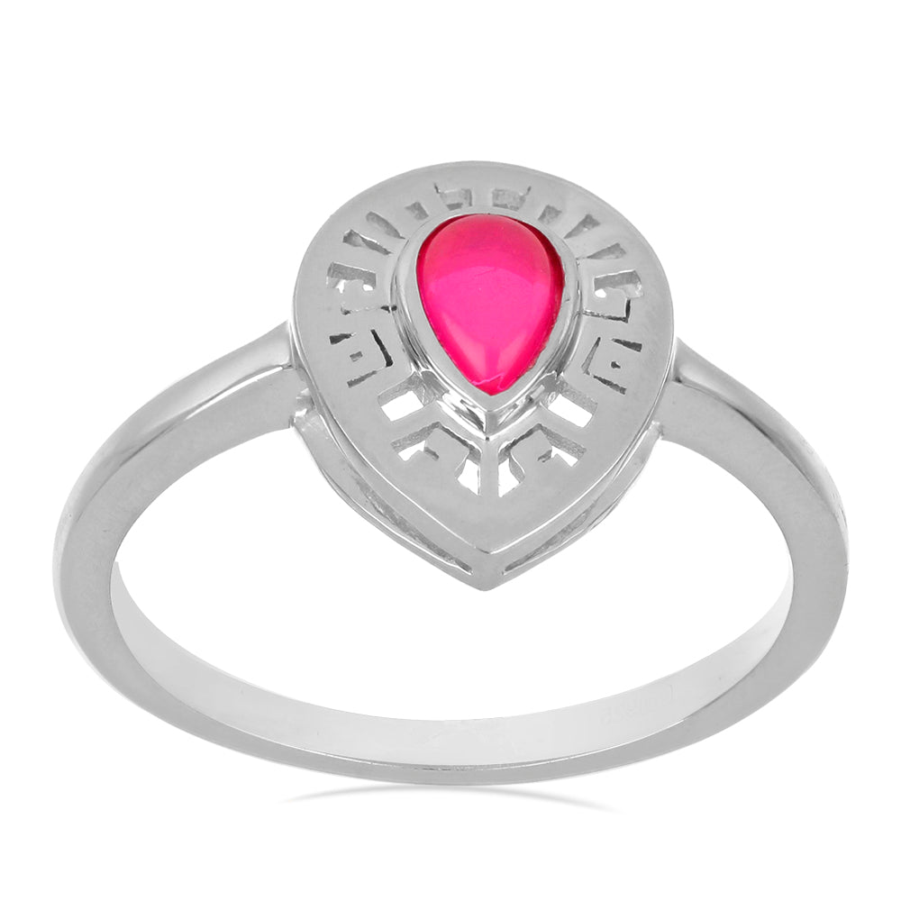 Stříbrný Prsten s Růžovým Opálem z Lega Dembi