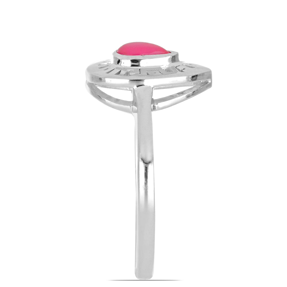 Stříbrný Prsten s Růžovým Opálem z Lega Dembi