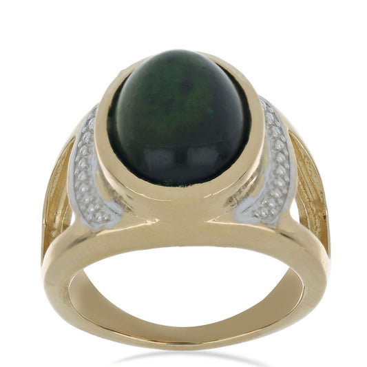Pozlacený Stříbrný Prsten se Zeleným Tygřím Okem