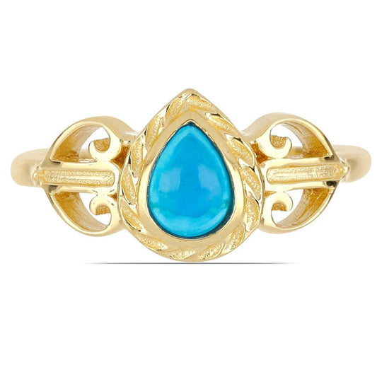 Pozlacený Stříbrný Prsten s Modrým Etiopským Opálem z Lega Dembi