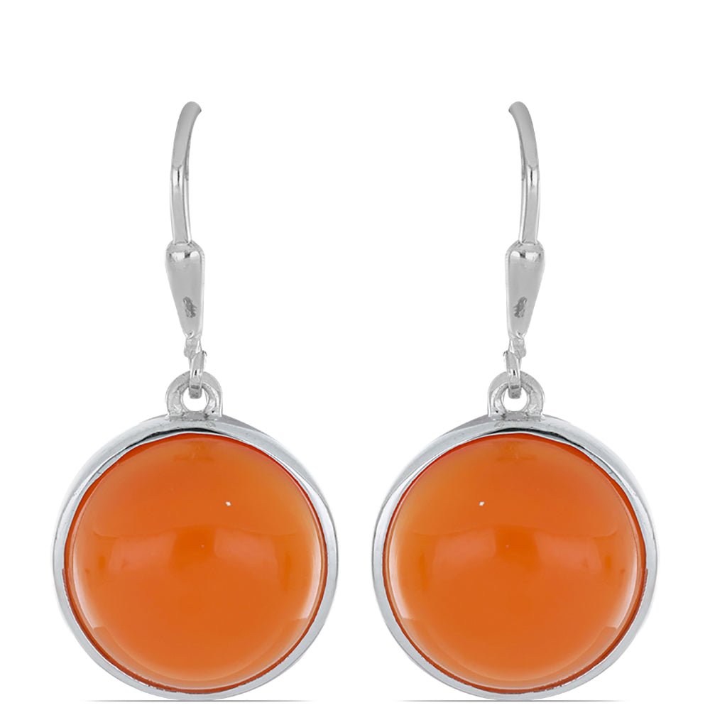 Stříbro 925/1000 - Náušnice s Karneolem z Tagebau - Karátové číslo: 17.69. přibližná hmotnost: 8.29 gramů