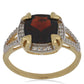 Pozlacené Stříbro 925/1000 - Prsten s Bartonským Granátem a Bílým Topazem - Karátové číslo: 4.7. přibližná hmotnost: 4.52 gramů