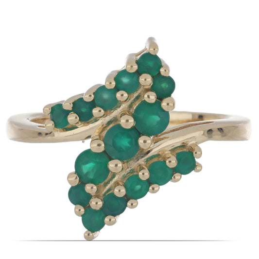 Pozlacený Stříbrný Prsten se Zeleným Achátem ze Spruce Pine