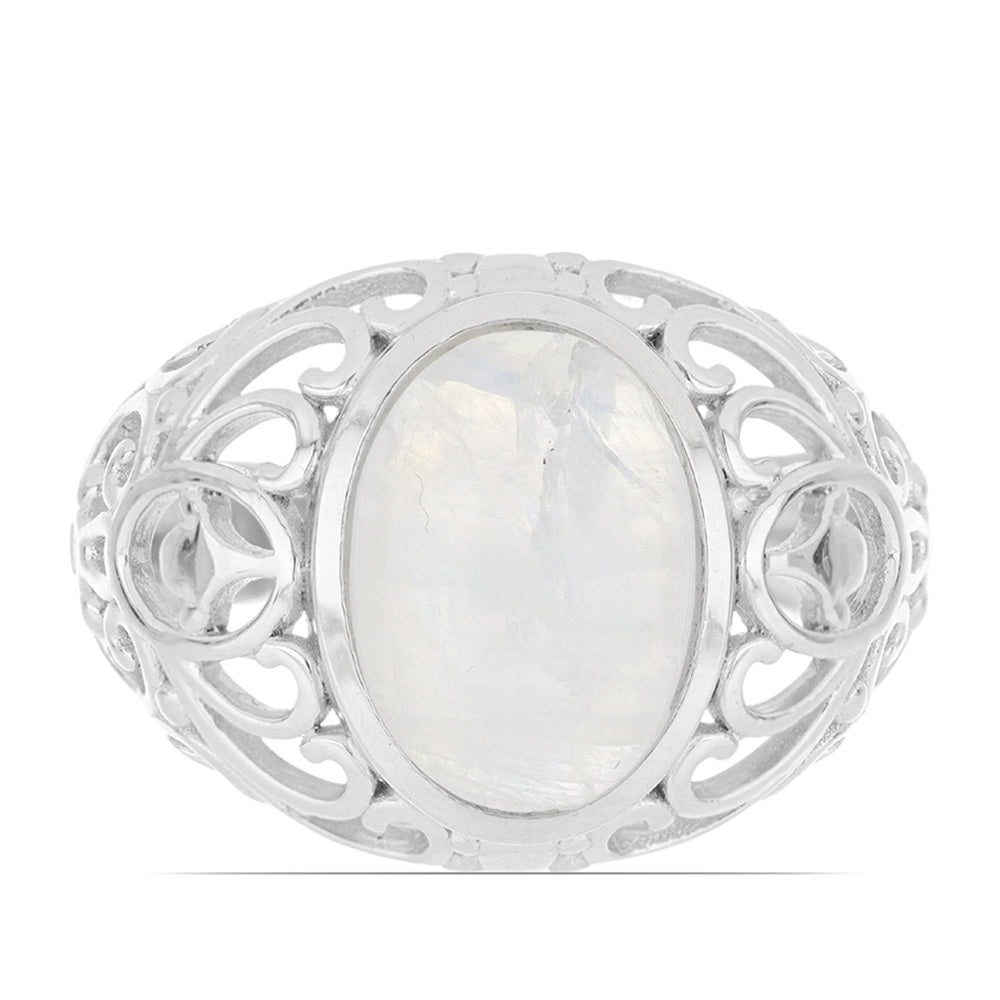 Stříbrný Prsten s Duhovým Měsíčním Kamenem