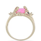 Pozlacené Stříbro 925/1000 - Prsten s Růžovým Opálem z Lega Dembi a Bílým Topazem - Karátové číslo: 1.39. přibližná hmotnost: 5.31 gramů