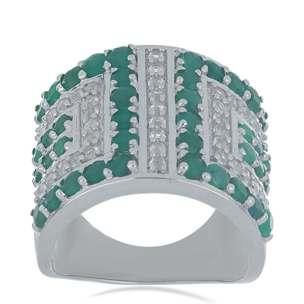 Stříbrný Prsten s Brazilským Smaragdem