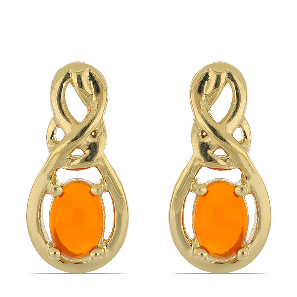 Pozlacené Stříbrné Náušnice s Oranžovým Opálem z Lega Dembi
