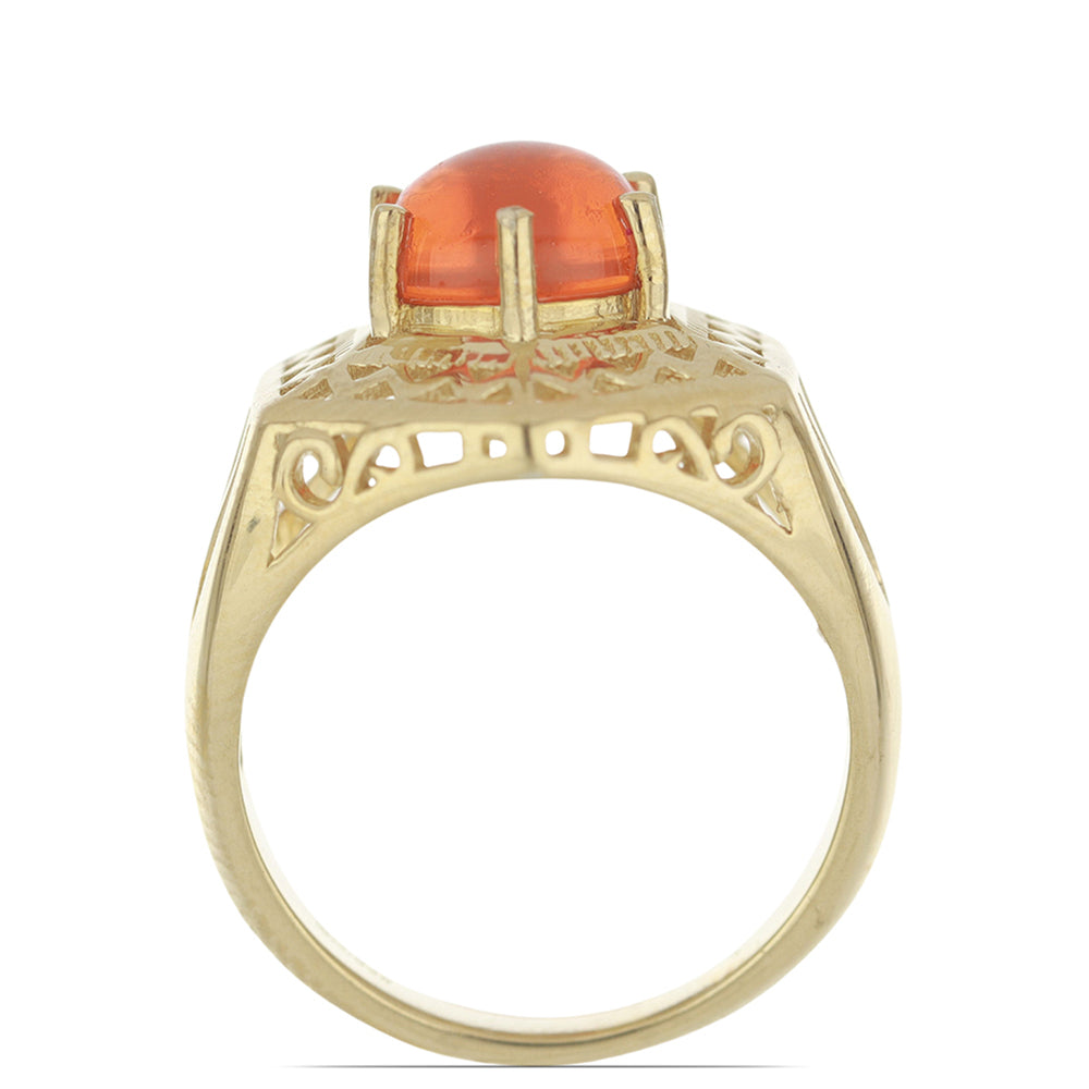 Pozlacený Stříbrný Prsten s Oranžovým Opálem z Lega Dembi
