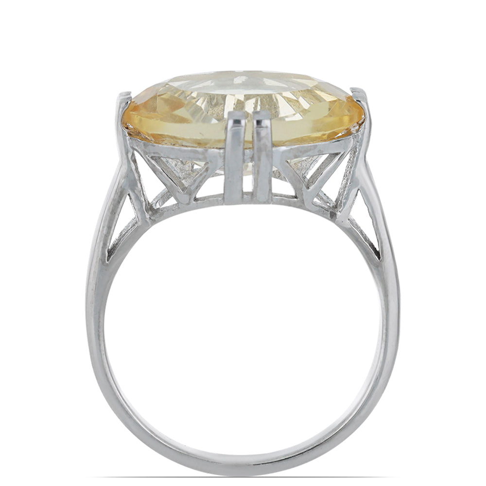 Stříbro 925/1000 - Prsten s Uralským Citrínem - Karátové číslo: 7.51. přibližná hmotnost: 4.48 gramů
