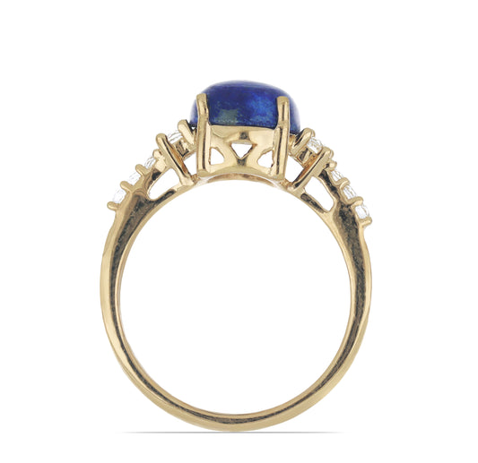 Pozlacený Stříbrný Prsten s Lapisem Lazuli z Badakšanu a Bílým Topazem