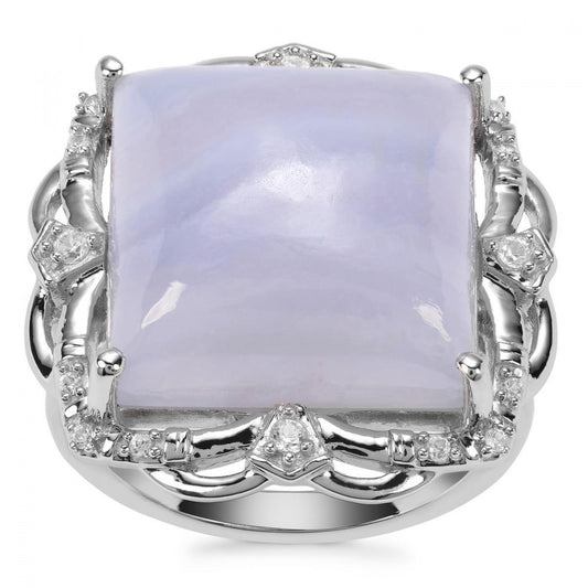 Pozlacený Stříbrný Prsten s Levandulovým Jadeitem z Marsden River a Bílým Topazem