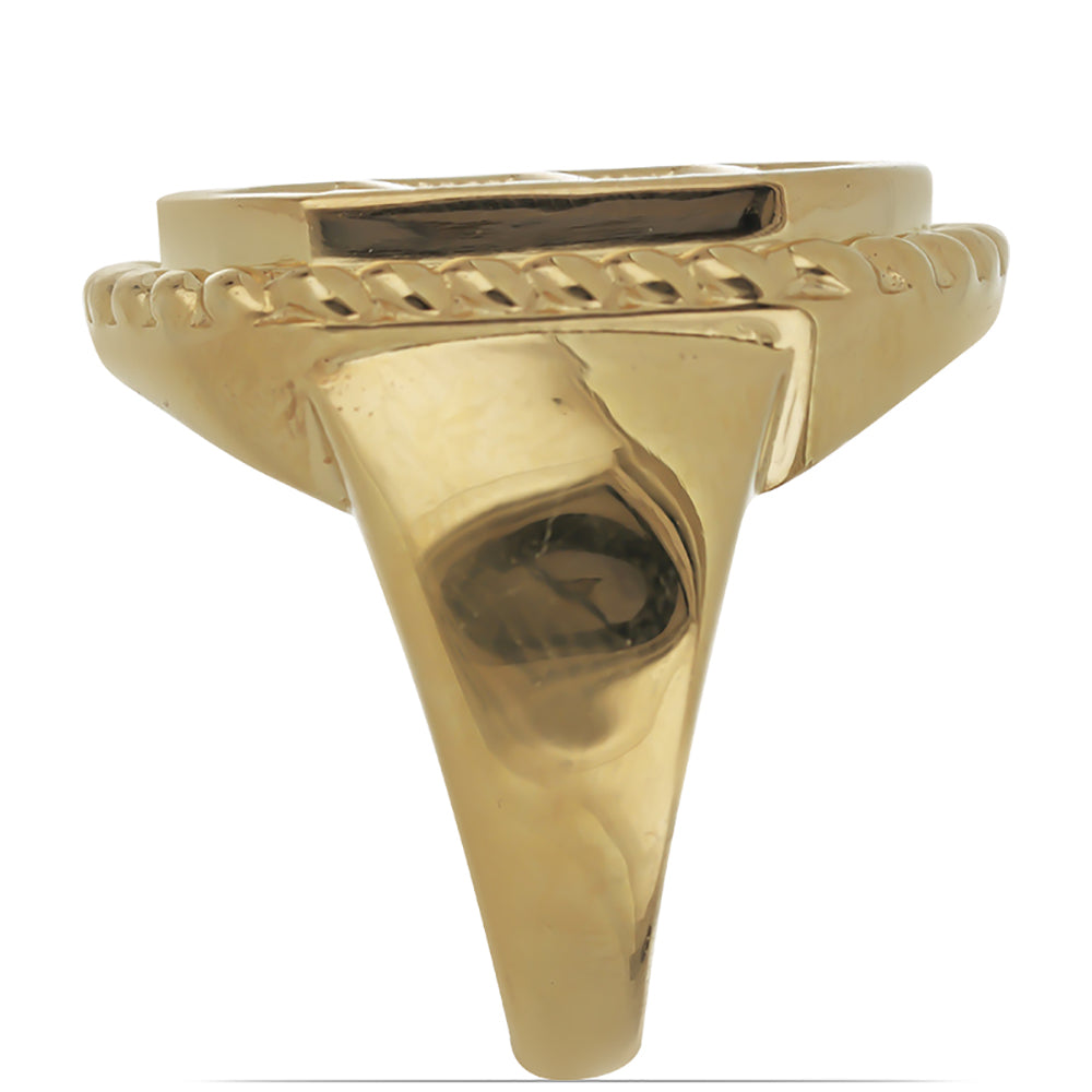 Pozlacené Stříbro 925/1000 - Prsten s Červeným Houbovým Korálem - Karátové číslo: 8. přibližná hmotnost: 11.73 gramů