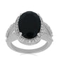 Stříbrný Prsten s Černým Suwarským Onyxem a Bílým Topazem
