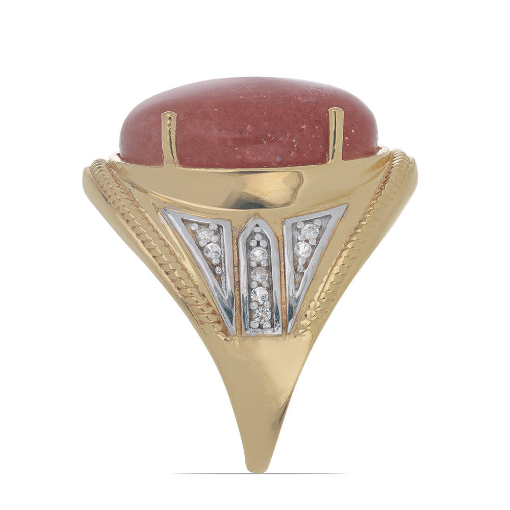 Pozlacený Stříbrný Prsten s Oregonským Slunečním Kamenem a Bílým Topazem