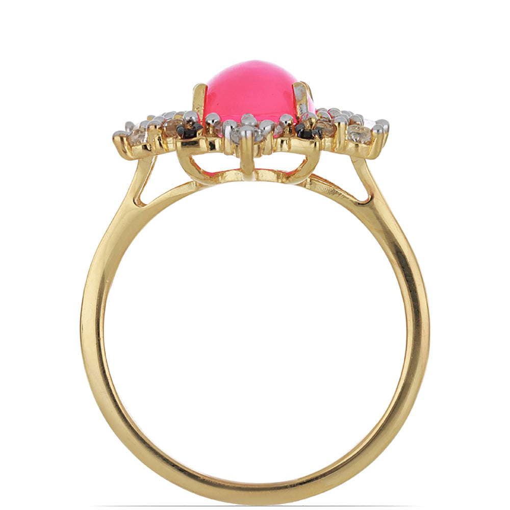 Pozlacený Stříbrný Prsten s Růžovým Opálem z Lega Dembi a Bartonským Granátem