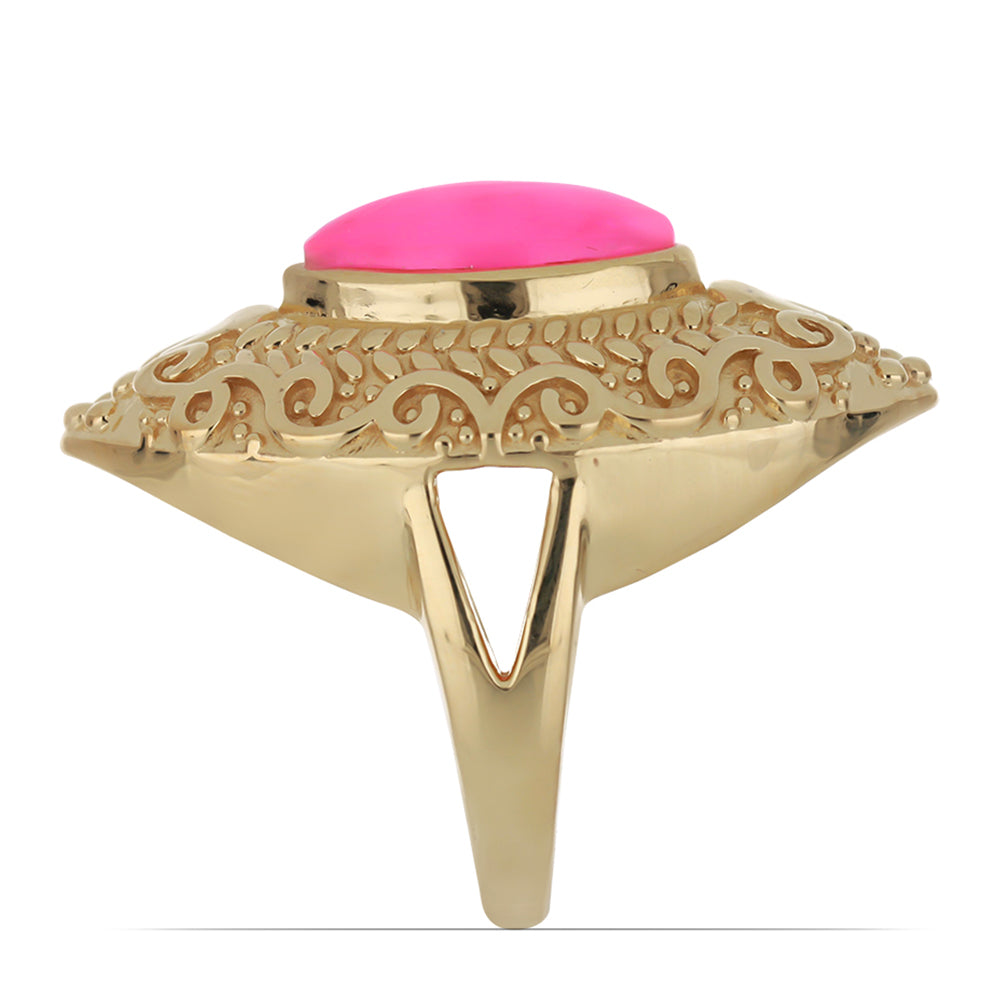 Pozlacené Stříbro 925/1000 - Prsten s Etiopským Růžovým Opálem z Lega Dembi - Karátové číslo: 1.89. přibližná hmotnost: 10.52 gramů 4 