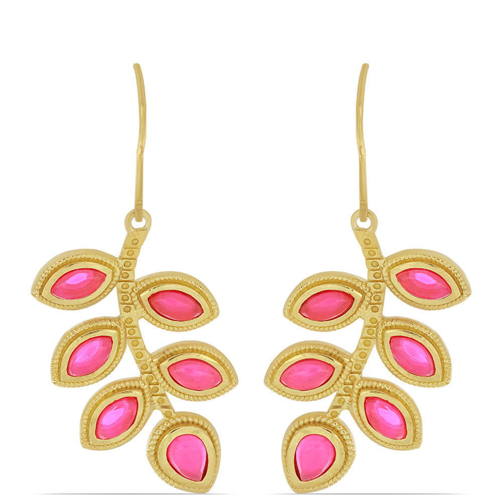 Pozlacené Stříbro 925/1000 - Náušnice s Etiopským Růžovým Opálem z Lega Dembi - Karátové číslo: 2.64. přibližná hmotnost: 10.14 gramů 1 