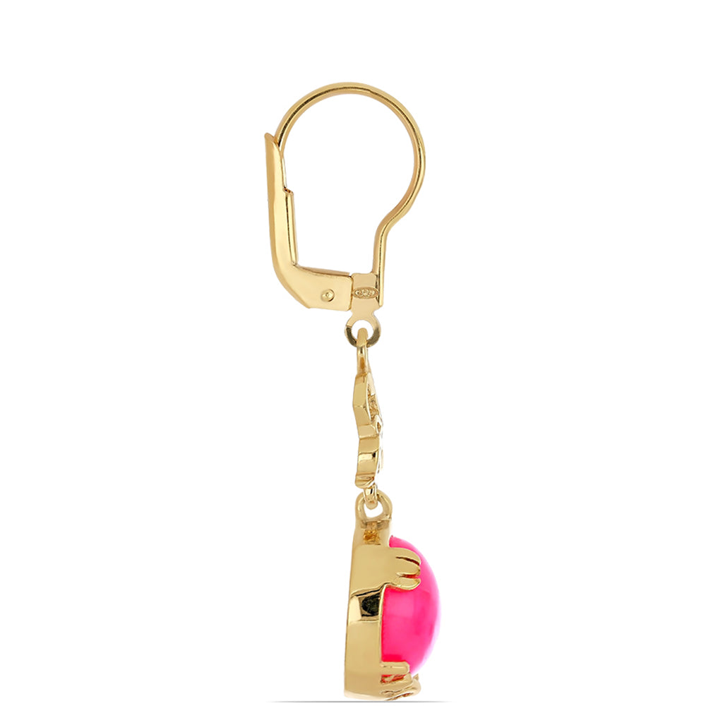 Pozlacené Stříbro 925/1000 - Náušnice s Etiopským Růžovým Opálem z Lega Dembi - Karátové číslo: 2.96. přibližná hmotnost: 4.43 gramů 2 