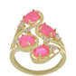 Pozlacený Stříbrný Prsten s Růžovým Opálem z Lega Dembi a Bílým Topazem