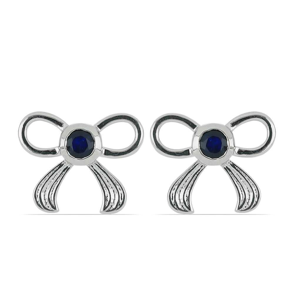 Stříbrné Náušnice s Roseberským Modrým Safírem 1 