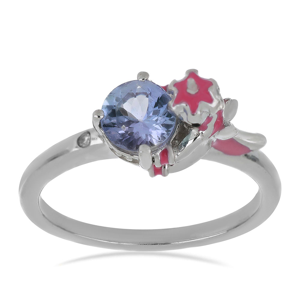 Stříbrný Prsten s Tanzanitem a Bílým Diamantem 3 