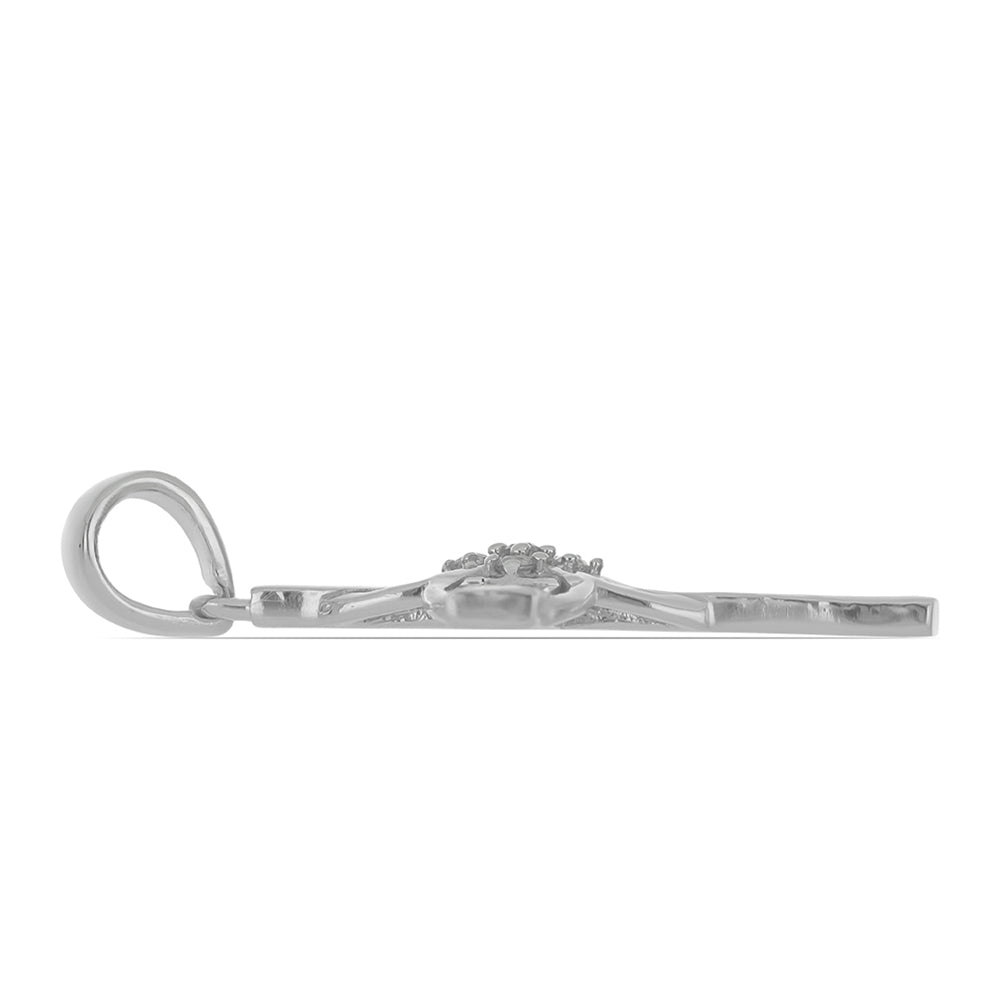 Stříbro 925/1000 - Přívěsek se Žlutým Diamantem a Bílým Zirkonem - Karátové číslo: 0.62. přibližná hmotnost: 2.44 gramů