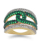 Pozlacený Stříbrný Prsten se Zeleným Achátem a Bílým Topazem