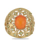 Pozlacený Stříbrný Prsten s Oranžovým Opálem z Lega Dembi a Čchang-pajským Peridotem