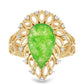Pozlacený Stříbrný Prsten se Zeleným Jadeitem a Bílým Topazem