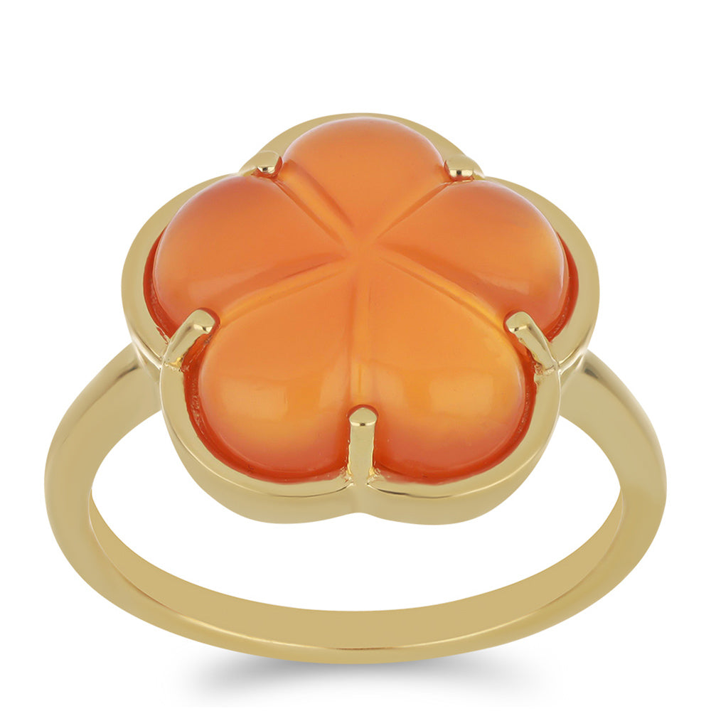 Pozlacené Stříbro 925/1000 - Prsten s Karneolem z Tagebau - Karátové číslo: 6.19. přibližná hmotnost: 4.98 gramů