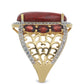 Pozlacený Stříbrný Prsten s Červeným Jaspisem a Bartonským Granátem