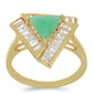 Pozlacené Stříbro 925/1000 - Prsten s Brazilským Smaragdem a Bílým Zirkonem - Karátové číslo: 3.08. přibližná hmotnost: 4.31 gramů