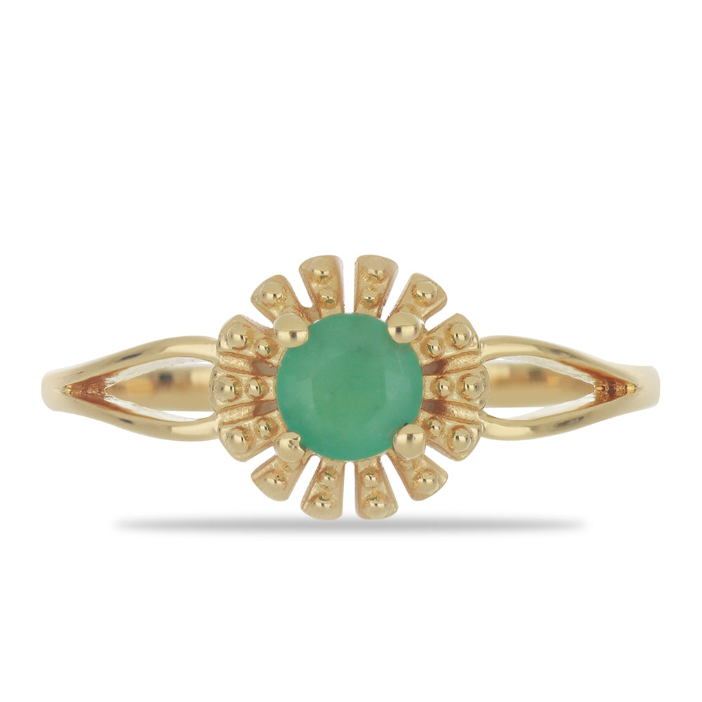 Pozlacený Stříbrný Prsten s Brazilským Smaragdem