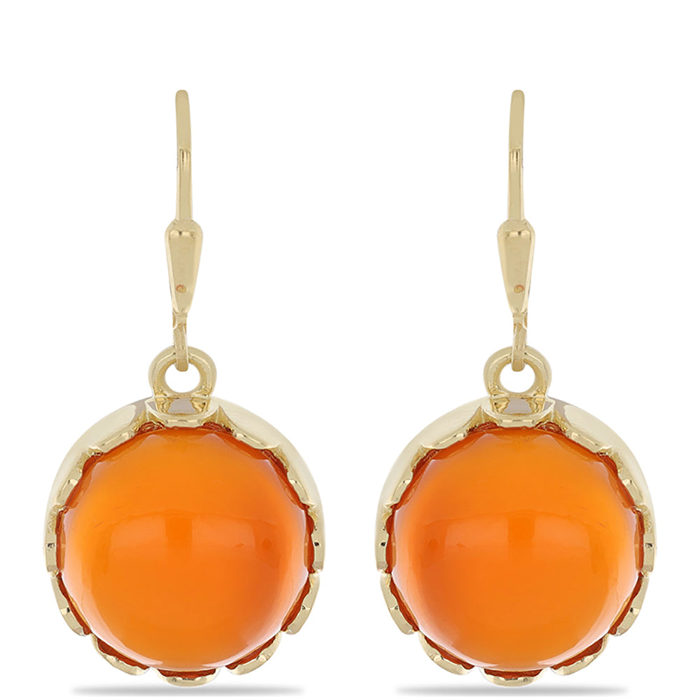 Pozlacené Stříbro 925/1000 - Náušnice s Karneolem z Tagebau - Karátové číslo: 19.74. přibližná hmotnost: 9.55 gramů