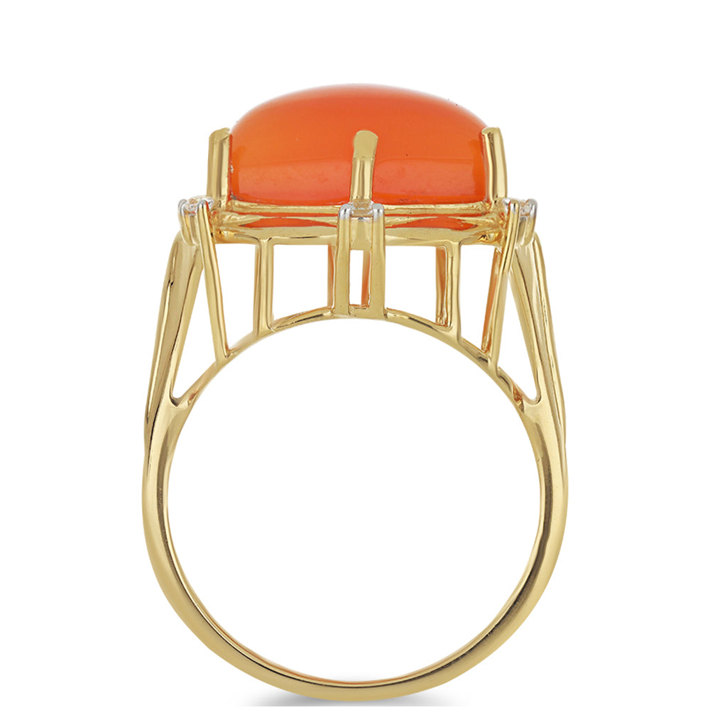 Pozlacený Stříbrný Prsten s Karneolem z Tagebau a Bílým Topazem