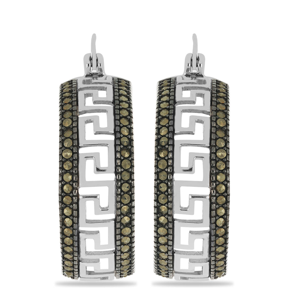 Stříbro 925/1000 - Náušnice s Rakouským Markazitem - Karátové číslo: 1.92. přibližná hmotnost: 10.57 gramů 1 