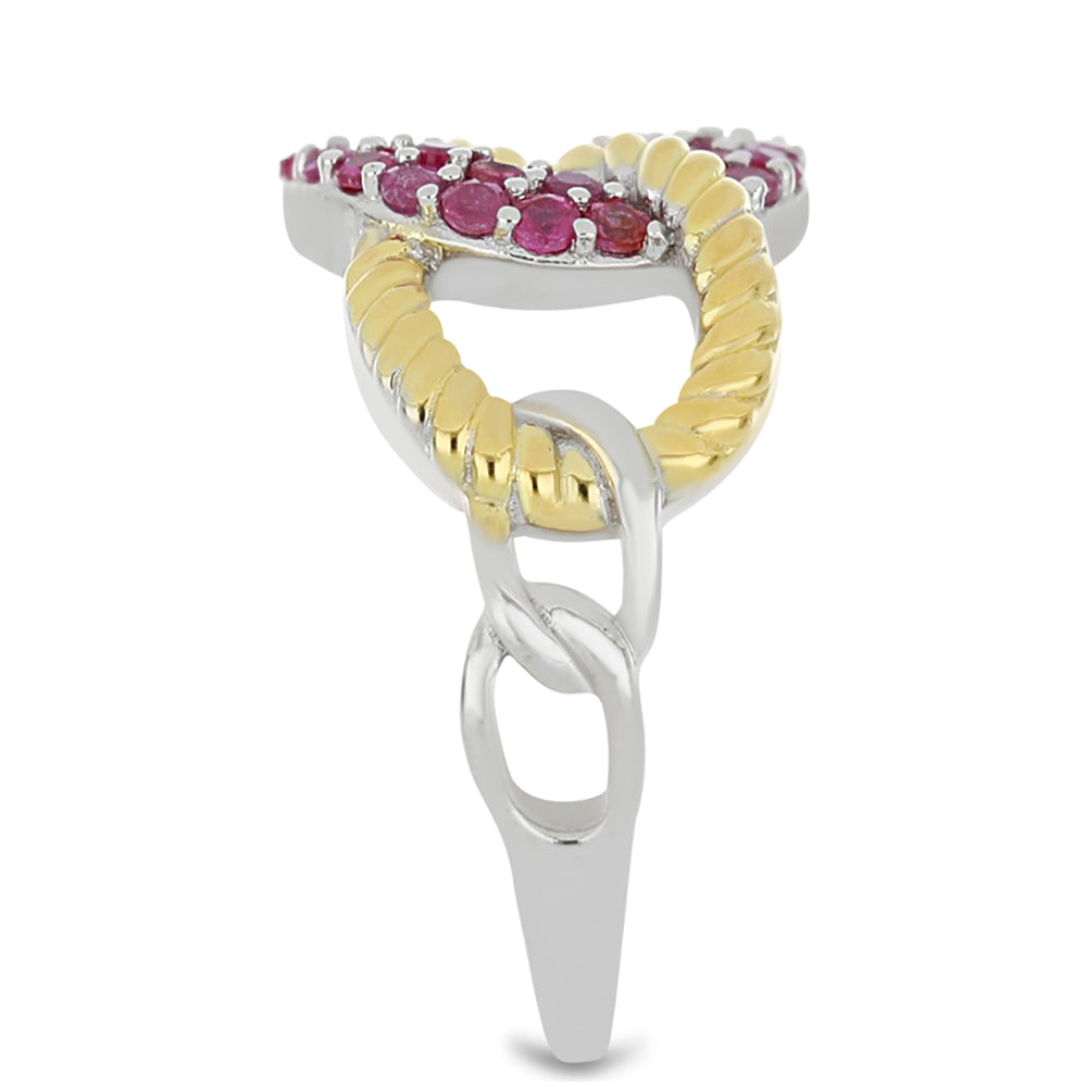 Pozlacený Stříbrný Prsten s Madagaskarským Rubínem