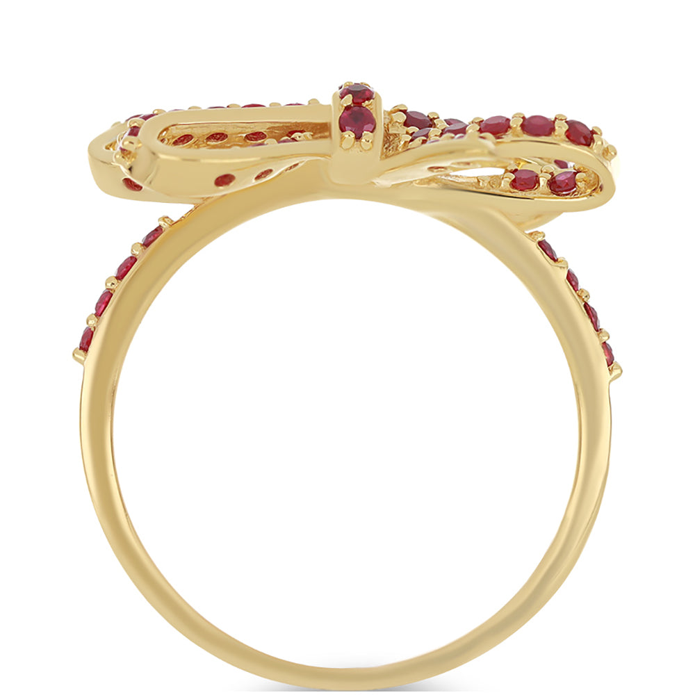 Pozlacené Stříbro 925/1000 - Prsten s Madagaskarským Rubínem - Karátové číslo: 0.89. přibližná hmotnost: 3.68 gramů 2 